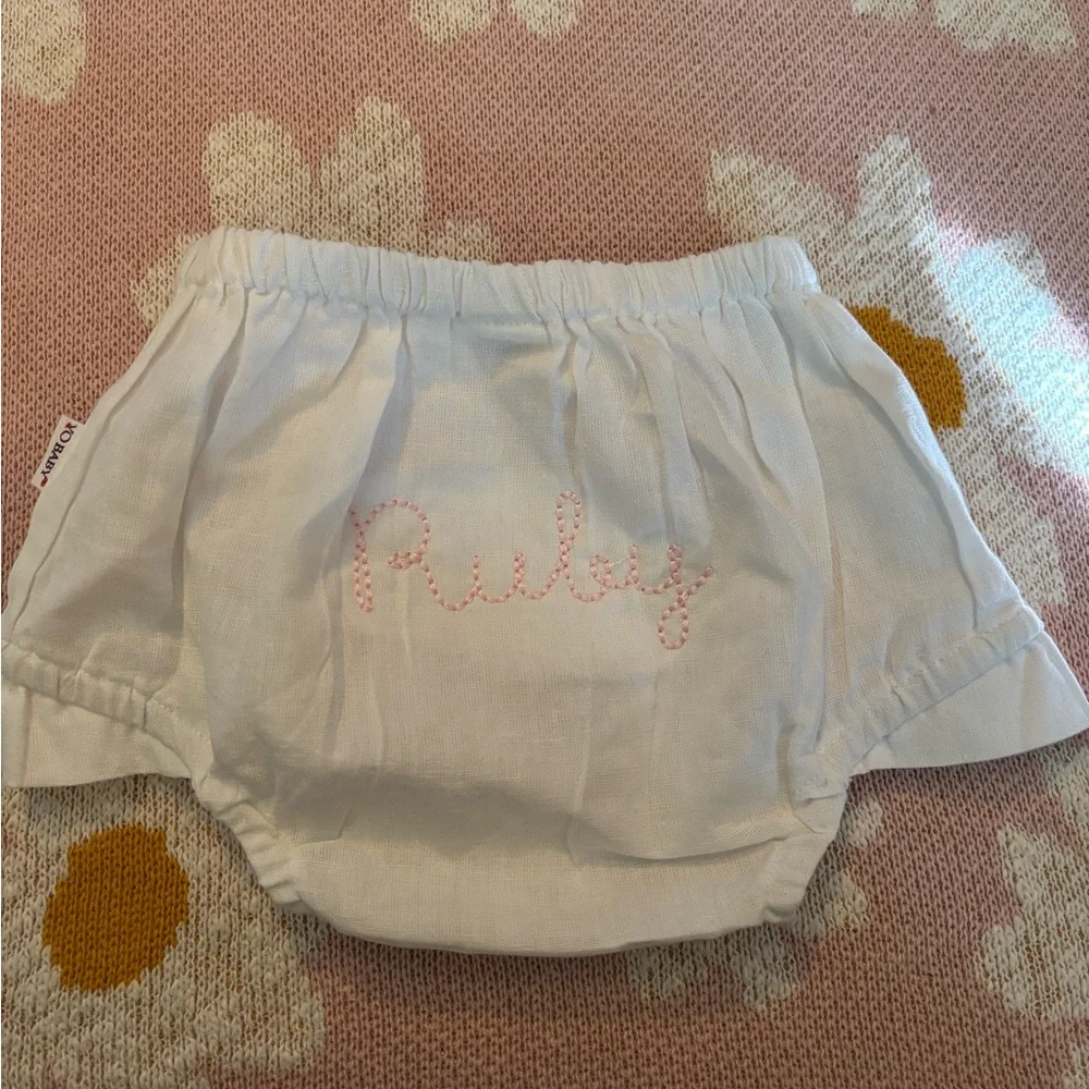 Embroidered “Ruby” diaper cover for baby girl